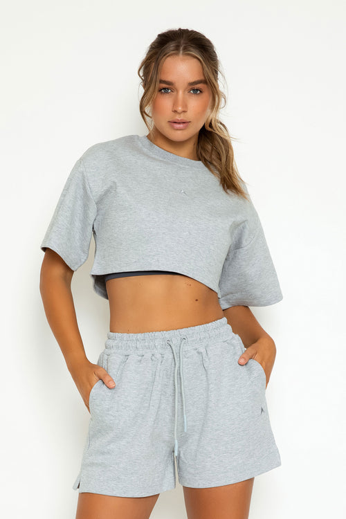 inite crop tee in overcast